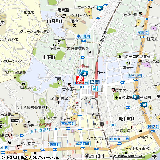 延岡駅前付近の地図